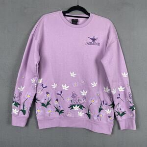 Disney Princess Sweatshirt Womens XS Purple Jasmine Abu Floral Fleece Pullover